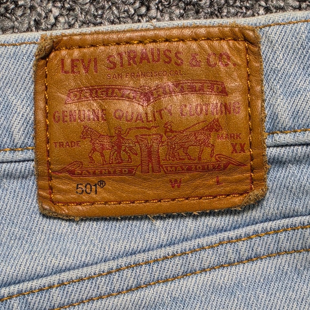 Jeans Levis 29 Womens Light Blue Excellent 501 Premium Side Logo Tape Straight - Picture 4 of 13